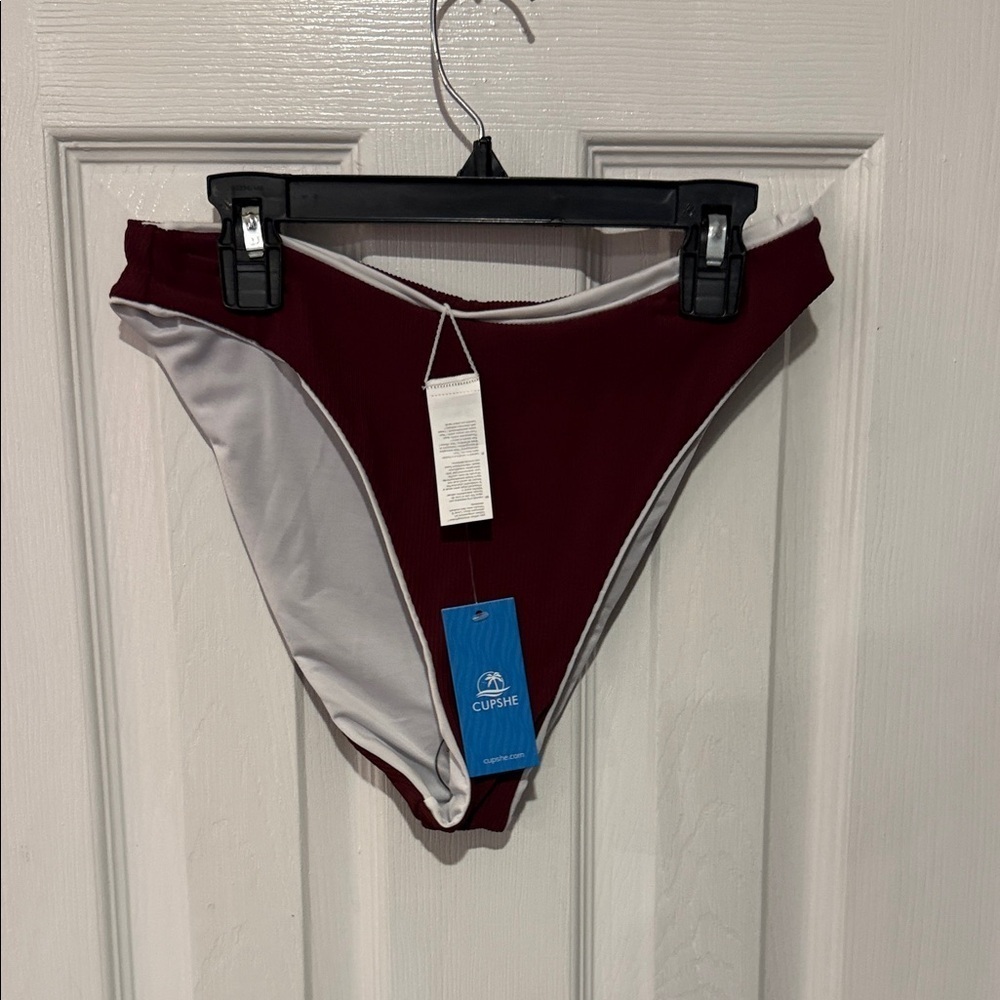Cupshe Maroon and White Bikini Bottom